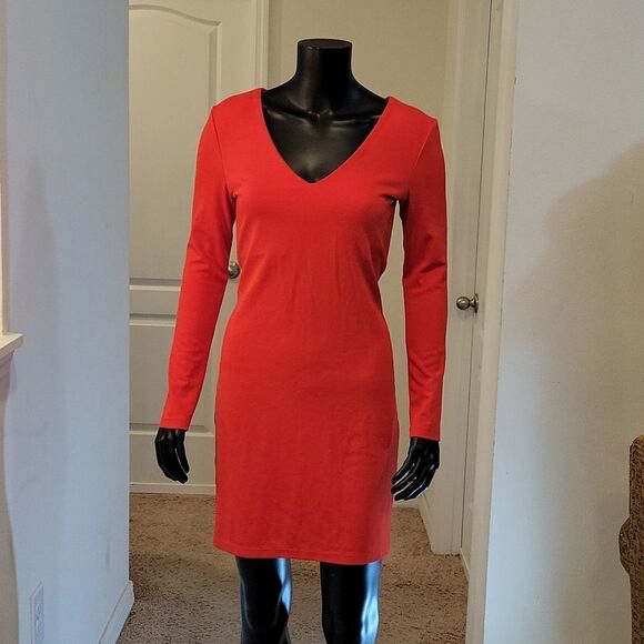 H&M BASIC LONG SLEEVES V-NECK SHORT DRESS - Picture 3 of 14